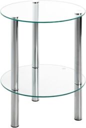 FURNOS 2-Tier Round Chrome Side Table With Glass Top in Silver - thumbnail 3