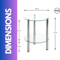 FURNOS 2-Tier Round Chrome Side Table With Glass Top in Silver - thumbnail 4