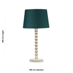 First Choice Lighting Bobbin - Ivory Lamp with Dark Green Cotton Shade in White - thumbnail 7