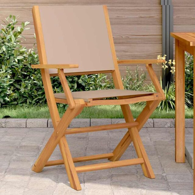 Berkfield Home Garden Chairs 2 pcs Taupe Solid Wood Acacia & Fabric - image 1