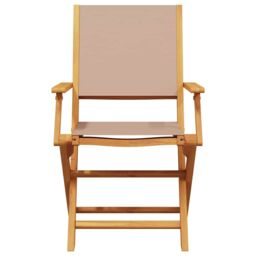 Berkfield Home Garden Chairs 2 pcs Taupe Solid Wood Acacia & Fabric - thumbnail 5