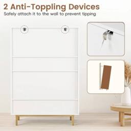 VOGREX 108cm 2Dr 6-Tier Rattan Shoe Cabinet Adj Shelves in White - thumbnail 6