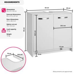tectake Vanity Unit Katalina in White - thumbnail 6
