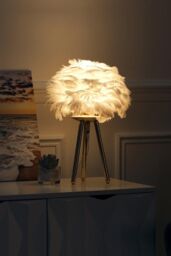 Elegant Feather Design Bedside Table Lamp - thumbnail 1