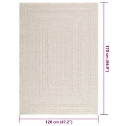Berkfield Home Rug ZIZUR Cream 120x170 cm Jute Look Indoor & Outdoor - Size: Medium - thumbnail 9