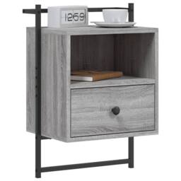 Berkfield Home Decorative Bedside Cabinet Wall-mounted Grey Sonoma 40x30x61 cm E - Size: 40 x 30 x 61 cm - thumbnail 1