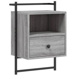 Berkfield Home Decorative Bedside Cabinet Wall-mounted Grey Sonoma 40x30x61 cm E - Size: 40 x 30 x 61 cm - thumbnail 3