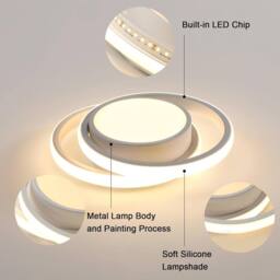 Goeco LED Ceiling Light, 32 W, Modern, White, Round, 3000 K, for Bedrooms in White - thumbnail 7