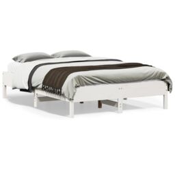 Berkfield Home Bed Frame without Mattress White 120x190 cm Small Double Solid Wood Pine - thumbnail 1