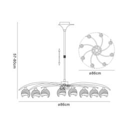 Netlighting Fragma Telescopic Semi Flush 8 Light G9 Black Chrome - thumbnail 2