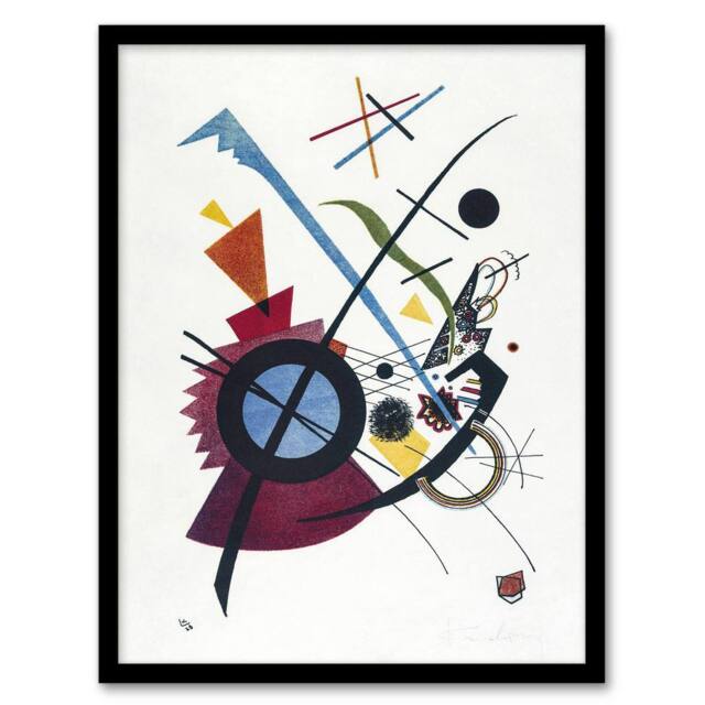 Artery8 Violet Abstract Painting Wassily Kandinsky Framed Wall Art Print in White - Size: A4 - image 1