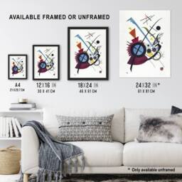 Artery8 Violet Abstract Painting Wassily Kandinsky Framed Wall Art Print in White - Size: A4 - thumbnail 3