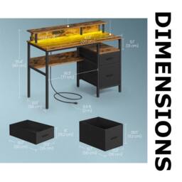 Pirlo Plush Industrial 120CM Computer Desk With USB Outlets & LED Lights in Brown - thumbnail 7