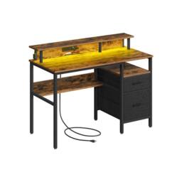 Pirlo Plush Industrial 120CM Computer Desk With USB Outlets & LED Lights in Brown - thumbnail 6