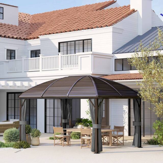 OUTSUNNY 3 x 4m Hardtop Gazebo Aluminium Garden Pavilion in Dark Grey - image 1