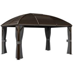 OUTSUNNY 3 x 4m Hardtop Gazebo Aluminium Garden Pavilion in Dark Grey - thumbnail 2