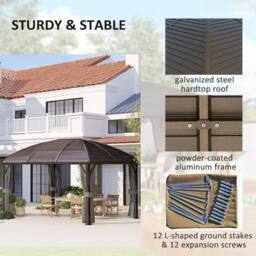OUTSUNNY 3 x 4m Hardtop Gazebo Aluminium Garden Pavilion in Dark Grey - thumbnail 4