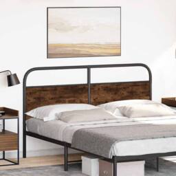 Berkfield Home Headboard Smoked Oak 150 cm Steel & Engineered Wood in Brown - thumbnail 2