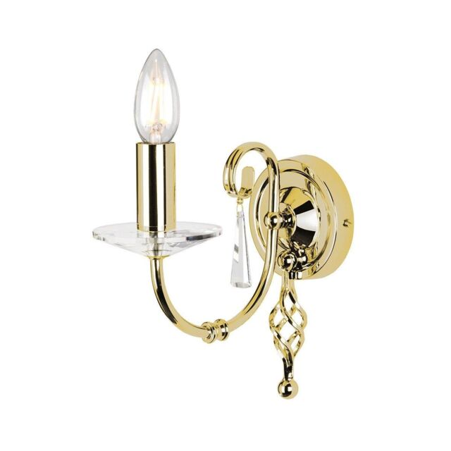 Netlighting Aegean 1 Light Indoor Candle Wall Light Polished Brass E14 in Yellow - image 1