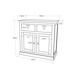 Cabinet Bits Rocca Grey 2 Drawer 2 Door Sideboard Chrome Knob - thumbnail 2
