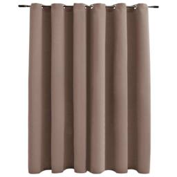 Berkfield Home Elegant Blackout Curtain with Metal Rings Taupe 290x245 cm - thumbnail 3