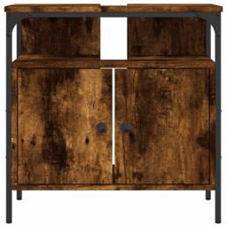 Berkfield Home Bathroom Sink Cabinet Smoked Oak 60x30x60 cm Engineered Wood in Brown - Size: 60 x 30 x 60 cm - thumbnail 5