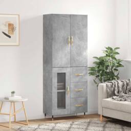Berkfield Home Highboard Concrete Grey 69.5x34x180 cm Engineered Wood - thumbnail 2