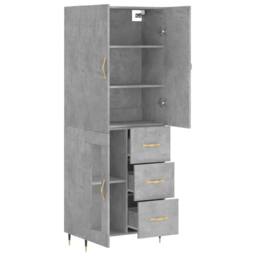 Berkfield Home Highboard Concrete Grey 69.5x34x180 cm Engineered Wood - thumbnail 4