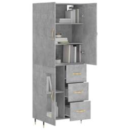 Berkfield Home Highboard Concrete Grey 69.5x34x180 cm Engineered Wood - thumbnail 3