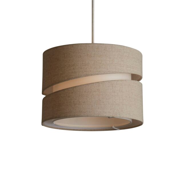 Lighting Collection Linen Shade Two Tier 28Cm Natural Lamp Shade in Brown - image 1