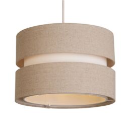 Lighting Collection Linen Shade Two Tier 28Cm Natural Lamp Shade in Brown - thumbnail 2