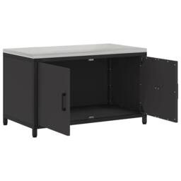 Berkfield Home Kitchen Storage Cabinet with Shelf with Storage with Door Black Steel - thumbnail 6
