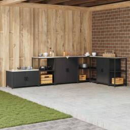 Berkfield Home Kitchen Storage Cabinet with Shelf with Storage with Door Black Steel - thumbnail 2