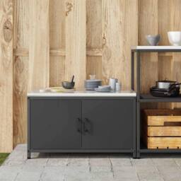 Berkfield Home Kitchen Storage Cabinet with Shelf with Storage with Door Black Steel - thumbnail 4