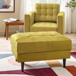 FurnitureboxUK Jade Velvet Chesterfield Footstool in Mustard - thumbnail 3