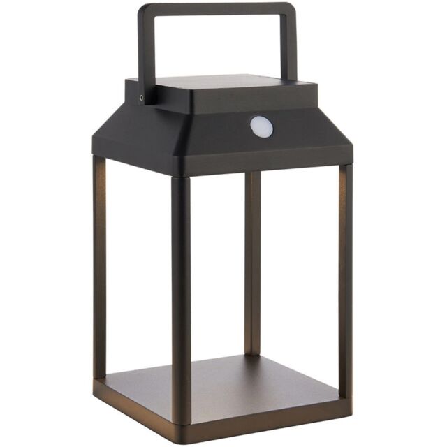 Loops 250mm Solar Powered Outdoor Table Lamp - Warm White LED - Textured Black - image 1