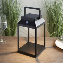 Loops 250mm Solar Powered Outdoor Table Lamp - Warm White LED - Textured Black - thumbnail 5