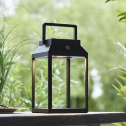Loops 250mm Solar Powered Outdoor Table Lamp - Warm White LED - Textured Black - thumbnail 3