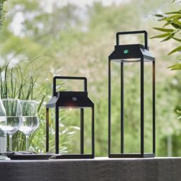 Loops 250mm Solar Powered Outdoor Table Lamp - Warm White LED - Textured Black - thumbnail 4