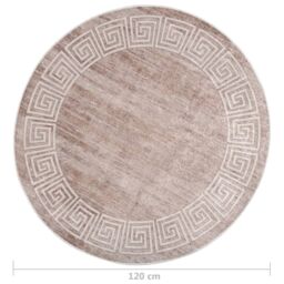 Berkfield Home Rug Washable 120 cm Beige Anti Slip - Size: 100 cm diameter - thumbnail 5
