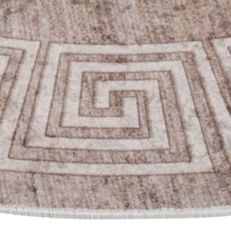 Berkfield Home Rug Washable 120 cm Beige Anti Slip - Size: 100 cm diameter - thumbnail 2