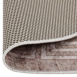 Berkfield Home Rug Washable 120 cm Beige Anti Slip - Size: 100 cm diameter - thumbnail 3