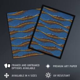 "Artery8 Vintage Pattern Feathers on Blue Japanese Wall Art Print Korin - Size: W12"" x H16""" - thumbnail 2