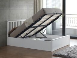 Bedmaster Malmo Wooden Ottoman Bed & Cotswold 3000 Pocket Sprung Natural Mattress in White - Size: King - thumbnail 1