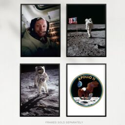 Artery8 Wall Art Print Pack of 4 NASA Space Apollo 11 Mission Emblem Moon Landing 50th Anniversary Astronaut Neil Armstrong Buzz Aldrin Living Room s - thumbnail 5