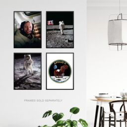 Artery8 Wall Art Print Pack of 4 NASA Space Apollo 11 Mission Emblem Moon Landing 50th Anniversary Astronaut Neil Armstrong Buzz Aldrin Living Room s - thumbnail 3