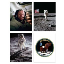 Artery8 Wall Art Print Pack of 4 NASA Space Apollo 11 Mission Emblem Moon Landing 50th Anniversary Astronaut Neil Armstrong Buzz Aldrin Living Room s - thumbnail 1
