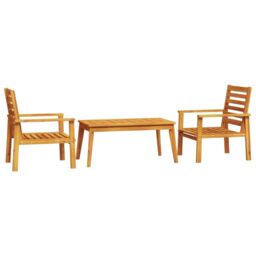Berkfield Home 3 Piece Garden Lounge Set Solid Wood Acacia in Brown - thumbnail 2