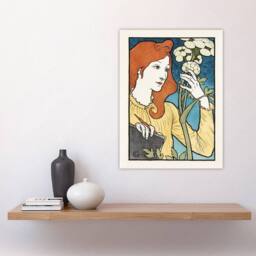 "Artery8 Salon des Cent Woman With Flower Grasset Wall Art Poster Print - Size: W24"" x H32""" - thumbnail 4