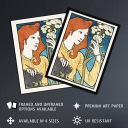 "Artery8 Salon des Cent Woman With Flower Grasset Wall Art Poster Print - Size: W24"" x H32""" - thumbnail 2